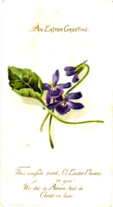 1897 L. Prang & Co. Easter Greeting Calling Card – Boston Floral Design - Picture 1 of 2