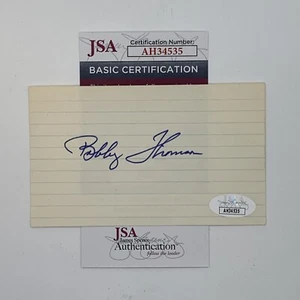 Bobby Thomson Autograph Signed Index Card AUTO NEW YORK GIANTS w/JSA COA - Picture 1 of 4
