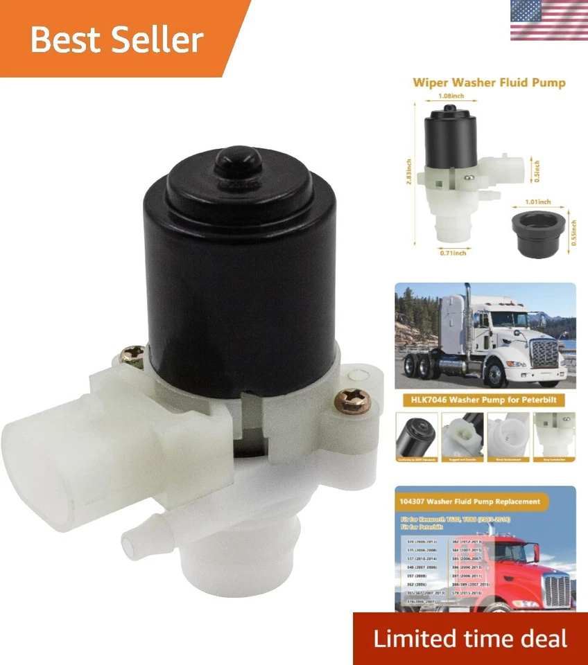 1 Pack Windshield Washer Pump for Peterbilt 385 386 387 388 389 & T680 T880 - Image 1 of 4