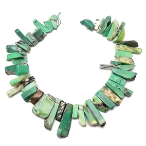 Chrysoprase Graduated Irregular Slice Stick Points Beads 20-40mm 15.5" Strand - Picture 1 of 3