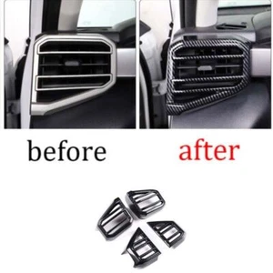 ABS Carbon Fiber For Toyota Tundra 2022-2023 Middle Air Outlet Vent Frame Trim - Picture 1 of 10