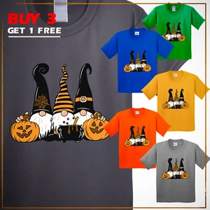 Gnomes Halloween Pumpkin Funny Happy Christmas Kids T-Shirt New Holiday Gift Tee - Picture 1 of 14
