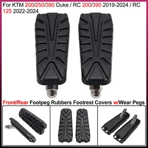 2x Footpegs Rubber Footrest Covers w/Wear Pegs For KTM 250/390 DUKE RC 390/200 - Picture 1 of 12