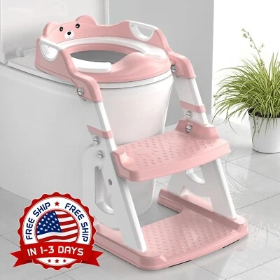 Asiento De Entrenamiento Para Ir Al Baño Con Escalón Escalera Para Niñas NEW US. - Image 1 of 4