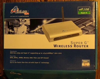 Airlink AR430W 108Mbps 4-Port Super G Wireless Router IEEE 802.11b/g - Image 1 of 4