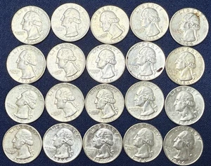 (20) 1964 WASHINGTON Quarters all AU/BU 90% Silver - Picture 1 of 2