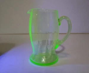 art deco Uranium green glass antique jug pitcher ewer lights up in the dark - Picture 1 of 10