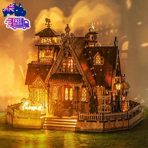 LED 3D Wood Puzzle Countryside Cottage Model - DIY Miniature Building Kit with S - Picture 1 of 12