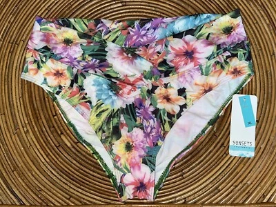 New! SUNSETS SEPARATES Women's In Bloom Bottom V-Front High Waist Swimwear NWT - Image 1 of 4