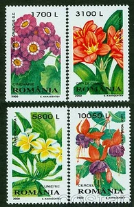 2000 Giglio Natal/Bush,Plumeria,Fucsia,Senecio,Fiori,Piante,Romania,Mi.5478/MNH - Foto 1 di 1
