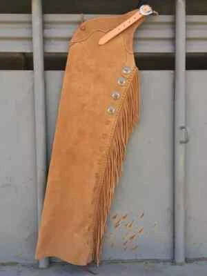 Leather Chinks Handmade Cowboy Suede Leather Chaps, Custom Chinks For Unisex - Bild 1 von 4