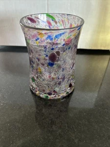 Multi Coloured Crackle Glass Vase - Picture 1 of 5