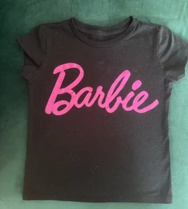Girls Black Barbie T-shirt with Hot Pink Classic Barbie Logo S (7)  - Picture 1 of 8