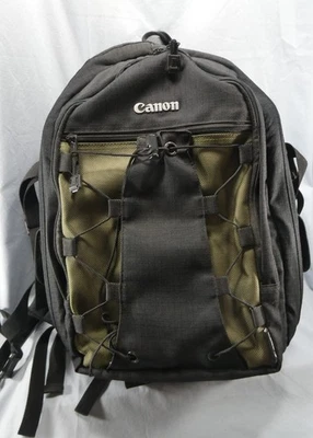 Mochila fotográfica Canon Deluxe negra/verde oliva bolsa de nailon 200EG excelente Foto 1 de 4