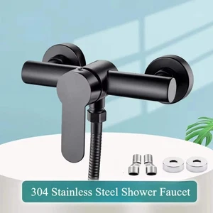 304 Edelstahl Bad Duscharmatur Wandmontage Dreifach Badewanne Wasserhahn Hot an - Bild 1 von 8