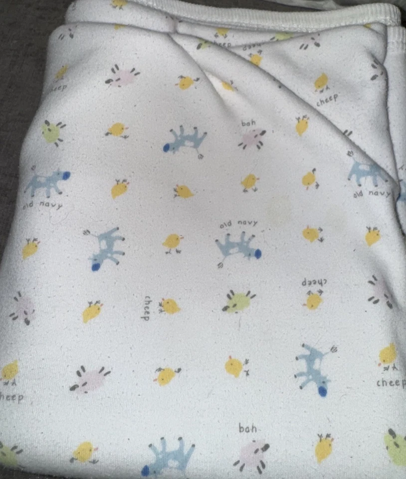 Manta bebé algodón animales de granja azul marino antigua blanca verde guinga a cuadros algunos defectos Foto 1 de 3