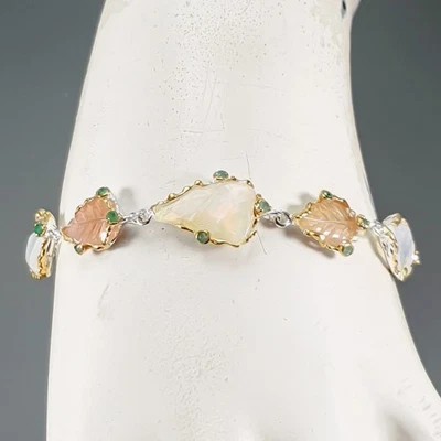 Jewellery Natural Opal Bracelet 925 Sterling Silver 7.5"/BR13846 - Image 1 of 4