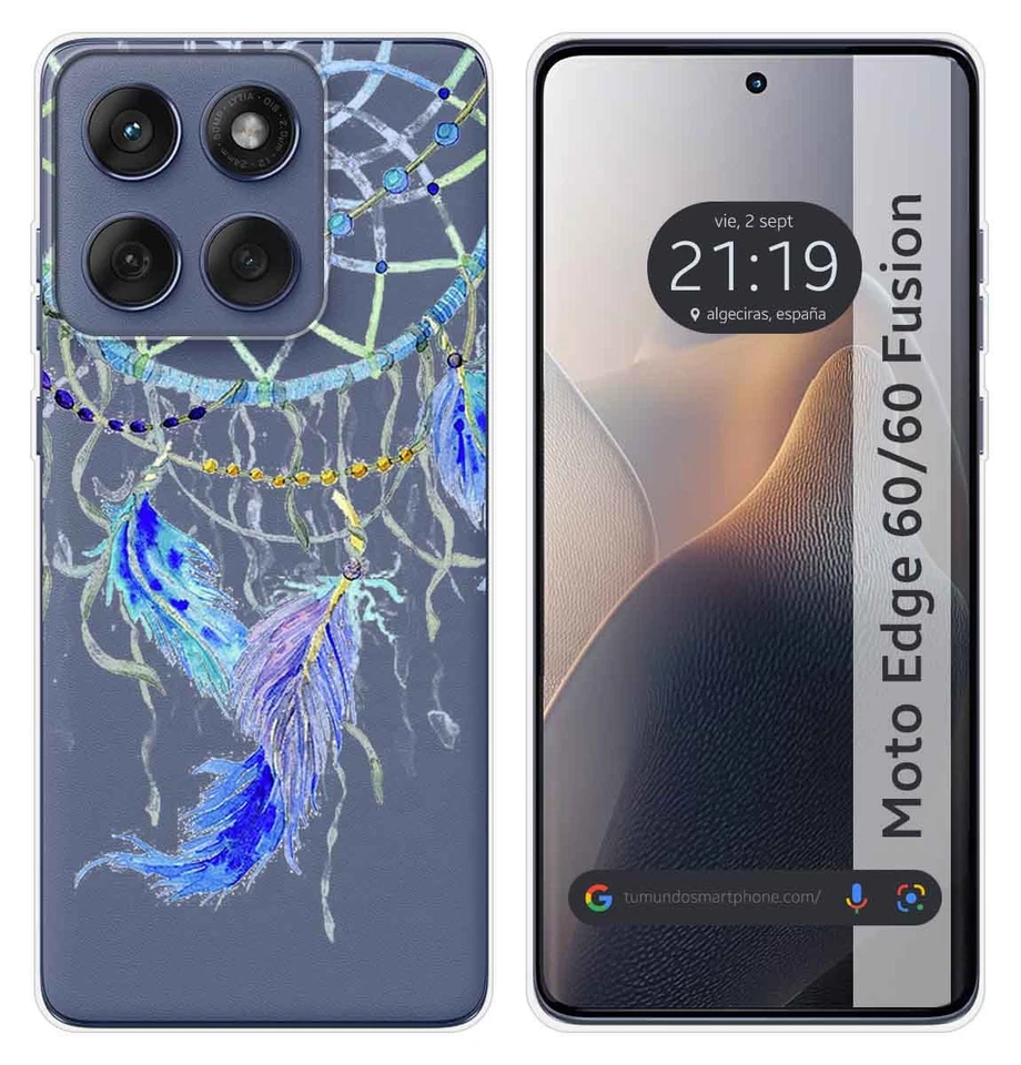 Coque Silicone Transparent pour Motorola Edge 60/60 Fusion 5G Design Plumes D - Photo 1/1