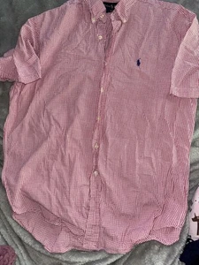 Ralph Lauren Blake Größe M rot/weiß Gingham Karomuster kurze Ärmel - Bild 1 von 3