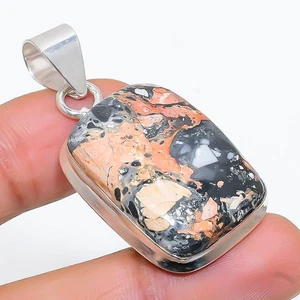 Colgante de joyería de plata de ley 925 hecho a mano con piedras preciosas de jaspe Malinga 1,77" w632 - Imagen 1 de 2