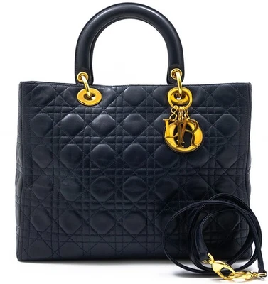LADY DIOR GM CHRISTIAN DIOR HAND BAG TASCHE CANNAGE LAMMLEDER LAMBSKIN +STRAP A - Bild 1 von 4