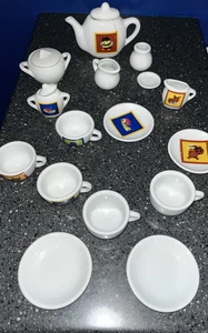 19 Piece Mixed Mini Tea Set Service for Four Porcelain Play Plates Cups Teapot - Picture 1 of 11