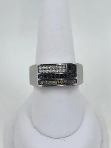 Samuel Aaron Herrenring weiß und schwarz Zirkonia Sterlingsilber - Bild 1 von 4