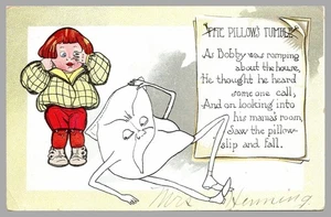 The Pillow’s Tumble Raphael Tuck Almohada Antropomórfica Cómic DB c1910 Postal - Imagen 1 de 2