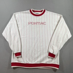 VTG GMC Pontiac Pullover Sweater Mens XL White Striped MADE IN USA - Picture 1 of 9