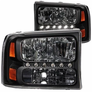 Faros de cristal negros con LED 1 pieza ANZO para Ford Excursion 2000 01 02 03 2004 - Imagen 1 de 4