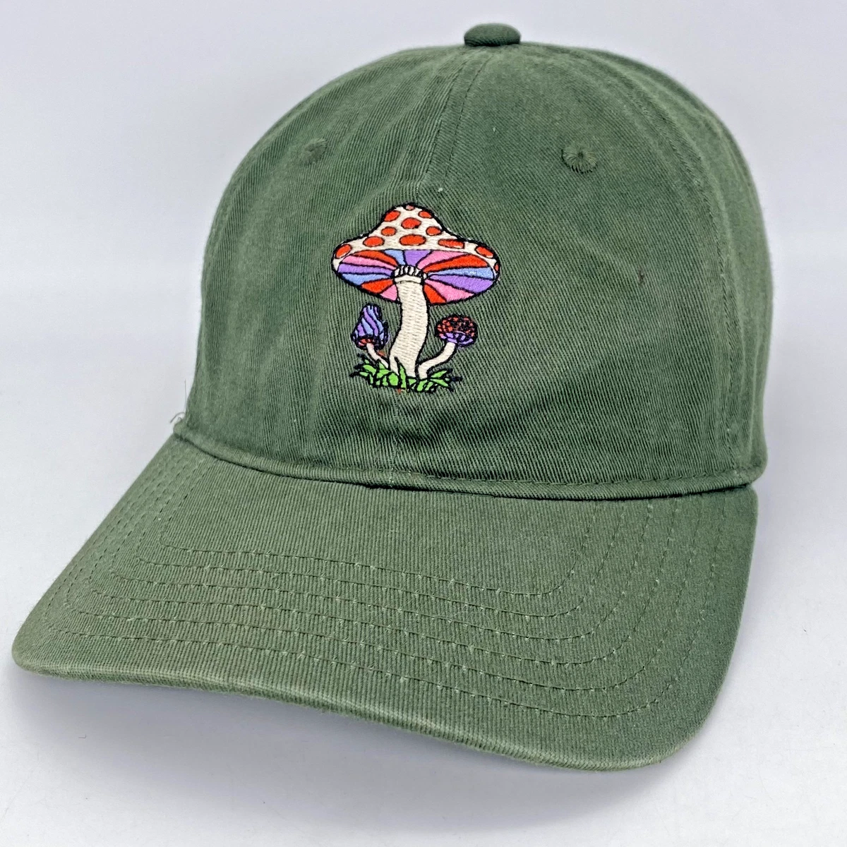 Stonewashed Cotton Baseball Cap Adjustable Fit Nature Inspired Mushroom Snail Snail Cap | The Snail And The Butterfly by Dougie Coop main image 3