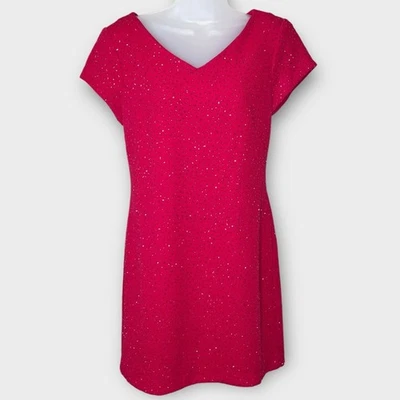 VINTAGE David Warren sparkle glitter red holiday party mini dress size 10 - Image 1 of 4