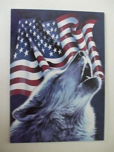 6 wolf and flag tree free greeting cards blank with matching envelopes - Picture 1 of 4
