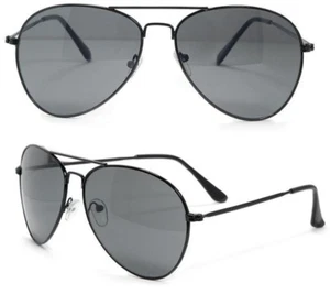 Nuevo Clásico Retro Vuelo Gafas de Sol Negro W/ Lente Negra UV400 Protección - Imagen 1 de 1