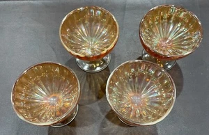 Vintage Imperial Marigold Smooth Rays Carnival Glass Set of 4 Sherberts - Picture 1 of 3