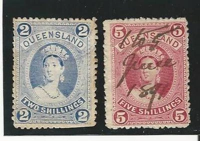 Australia: 1886; Queensland, Scott 79 (Broken+repaire) 81 VF, cat +135$ EBAU021 - Image 1 of 2
