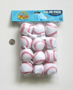 12 Mini Foam Sports Baseball Balls Kid Bday Party Bag Favor Team Sports Coach - Picture 1 of 2