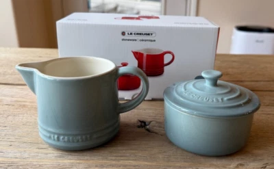 Le Creuset Stoneware Signature Cream and Sugar Set Sea Salt NEW - Image 1 of 4
