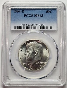 1969 D Kennedy Half Dollar MS63 PCGS - Picture 1 of 4