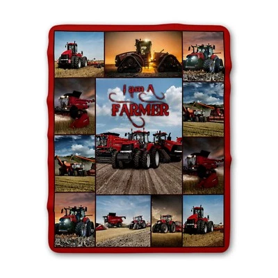 MEPERUS Case IH Tractor Collection Blanket, I Am A Farmer Fleece, Sherpa Blanket Gifts