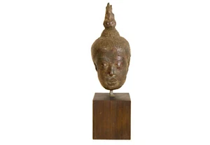 Kopf eines Buddha, Bronze, Thailand, Chen Sen oder Ayutthaya, 15./16. Jh. - Picture 1 of 7