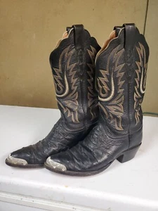 Lucchese 2000 Men's Black Full Quill Ostrich Point toe Western boots Size 8 B - Picture 1 of 13
