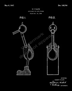 Water Drinking Activated Toy Bird Patent Print - Black - Picture 1 of 7