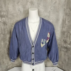 Vintage 80s St Croix Knits X I.magnin Mens M Microfiber Cardigan Sweater Jacket - Picture 1 of 8