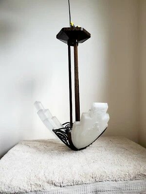 Impresionante lámpara de araña vintage Art Deco con pantalla deslizante de Sabino Francia Foto 1 de 4