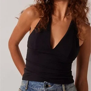 Free People Top intimamente nero con reggicalze elasticizzato scollo a V XL - Foto 1 di 6