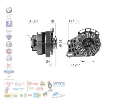 ALTERNATORE 55A 14 V PER FIAT PANDA CINQUECENTO SEICENTO 0.9 - Immagine 1 di 3