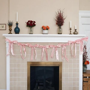 Guirlande Noeud Décor pour Décorations de Fête de Bachelorette, Coquette Ruban Satin Rose - Photo 1/12