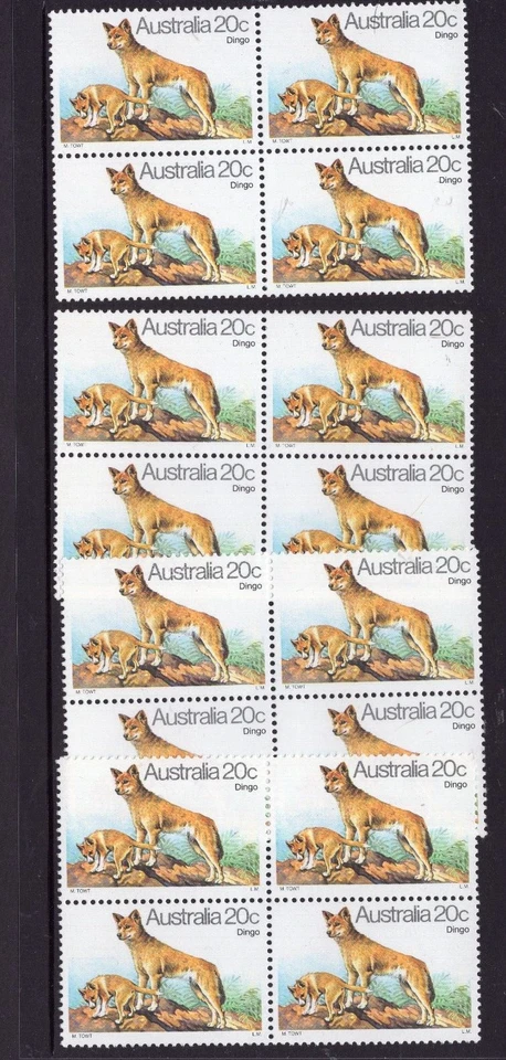 1980 DOG Stamps 20c DINGO Australia 4 Blocks of 4 MNH - Image 1 of 1