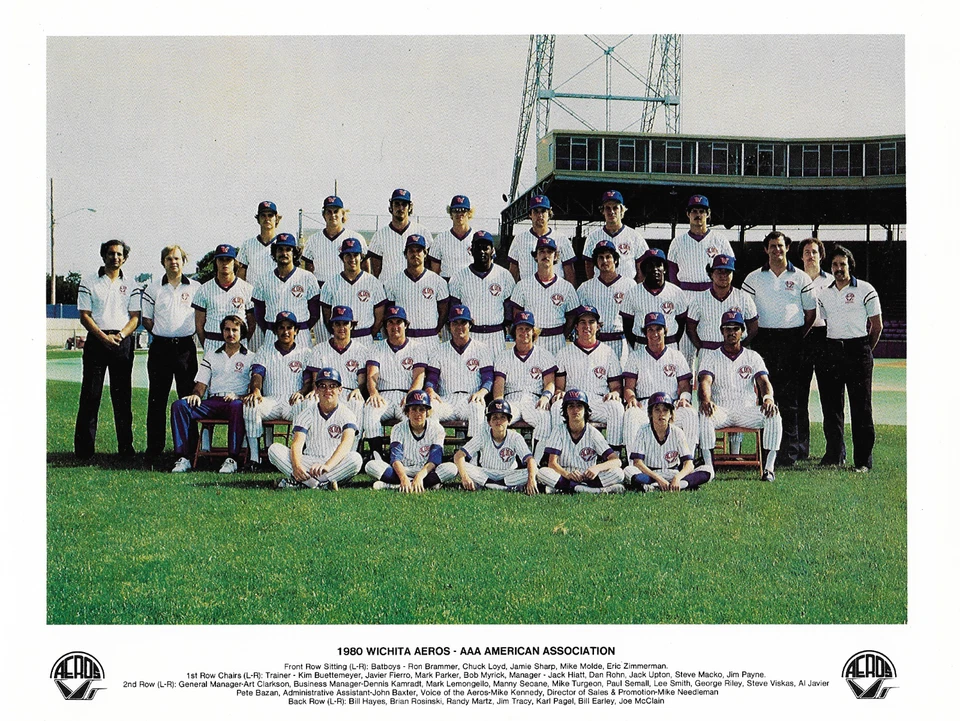 FOTO DEL EQUIPO WICHITA AEROS 1980 - Lee Smith - AAA Chicago Cubs equipo de ligas menores Foto 1 de 1